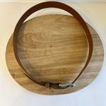 Vintage 90s Tan Top Grain Genuine Leather Silver Buckle Belt Size Large Photo 3