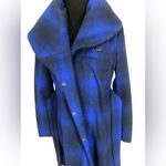 Merona  Blue Plaid Women's shawl collar belted Coat Photo 5