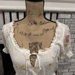 Capulet ‎ Revolve Floral Cottage Core Peasant Ruffle Top Blouse Cropped Medium Photo 2