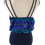 Vintage 90s Sirena Signatures One Piece Swimsuit Blue Purple Abstract 10 Photo 1