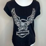 Harley Davidson  Upswept Eagle-Shield and Bar Embroidered Bandana T-Shirt Small Photo 0