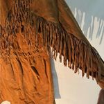 Vintage Women's Fringed Suede Leather Dress in Tan size 8 never worn Brown Photo 6