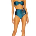 Zimmermann NWT Zimmerman Cassia Gathered Bikini Bottoms in Teal belted sz 4 / 6 Photo 1