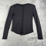 Pilcro  Thermal Top Long Sleeve V Neck Casual Layering Shirt Black Gray‎ Small Photo 2
