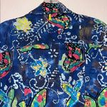 Vintage Butterfly Jean Jacket Multicolor Colorful Women's Jacket crop Blue Size M Photo 3
