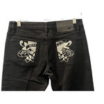 Ed Hardy  Embroidered Pockets Black Denim Jeans Size 28 Straight Leg Low Rise Photo 1