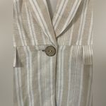 Ellen Tracy Linen Blend Striped Neutral 3/4 Sleeve Blazer Size Medium Coastal Photo 2