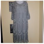 Mindful Souls Gray Shift Dress with Full Lace Overlay 18 Photo 3
