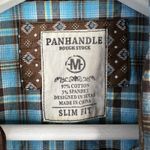 Panhandle Size M Shirt Rough Stock Slim Fit Plaid Pearl Snap Long Sleeve Women’s Blue Size M Photo 4
