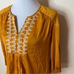 Anthropologie Dolan |  Alvia mustard yellow embroidered satin blouse XS Photo 2