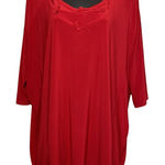 Alisha D.‎ Oversized Short Sleeve Travel Tunic Top Red Bow Neck Size Small NWT Photo 0