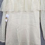 Kensie Women's Dress Long Sleeve Round Neck Ivory Size Small Ruffle Lace Sheath Photo 4