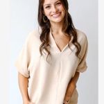 Charlotte Avery Beauty From Within Cream Blouse Tan Size L Photo 0