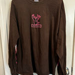 Gildan Women’s  Long Sleeve Tee XL Brown Pink BuckedUp Deer Photo 0