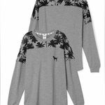 PINK - Victoria's Secret Victoria’s Secret Pink Gray Black Palm Trees Sweatshirt Dog Logo Small Photo 0