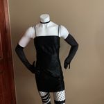 XOXO Vintage Y2K black satin like burnout velvet   mini dress sz 3 Photo 4