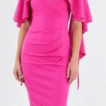 Black Halo  Eve – Iconic Pink Ruffle-Sleeve Sheath Dress Photo 0