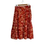 Midnight sky Funky floral print linen blend midi skirt Photo 2