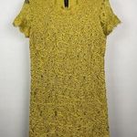 ZARA  Women Mustard Yellow Green Rope Floral Lace Short Sleeve Shift Dress Size S Photo 0