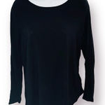 Westbound  Mixed Media Cotton Blend Long Sleeve Back Pleat Top Black M Photo 0