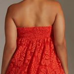 Anthropologie NWT $190  × Maeve Red Strapless Lace Mini Tiered Side Zip Dress M Photo 4