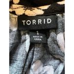 Torrid Cold Shoulder Floral Sun Dress Size 1 Black Pink Long Sleeve Flare Beach Photo 4