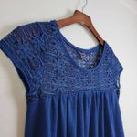 Aeropostale Lace Trim Cap Sleeve Blouse Top Blue S Photo 5