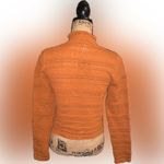 ASOS Rust Orange Boxy Stretch Knit Crochet Lace Like Frilly Turtleneck Texture 6 Photo 2