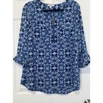 Croft & Barrow  Women's Size XL Blue 3/4 Sleeves Geometric Polyester Top Career Photo 1