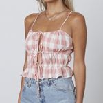 Cotton Candy LA Pink Gingham Tie Top Photo 2