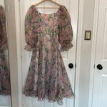 SheIn Modely lantern sleeves floral sheer overlay midi dress Photo 7