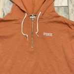PINK - Victoria's Secret  women's small peach/white 1/2 zip crop top hoodie Photo 4