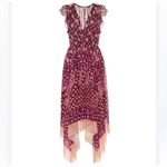 Ulla Johnson Aurelie Dress Bordeaux Purple SILK Metallic Handkerchief Hem Size 4 Photo 1