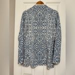 MFH Knit Women’s Sweater Geometric Pattern 100% Pima Cotton Blue & Cream Size XL Photo 1