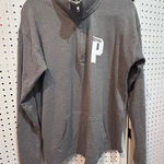 Pink Coconut Boutique PINK Victoria's Secret Pullover Sweatshirt Quarter Zip Mock Neck Gray Large Photo 0