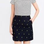 J.Crew  Basketweave Cotton Mini Skirt Navy Blue Pineapple Print A0111 Size 0 Photo 12