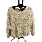 Mustard Seed  women’s size L creme large loop shag fuzzy sweater Photo 0