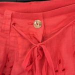 Beulah Pink High Waist Shorts with Eyelet Design. size Medium Photo 2