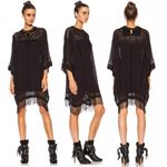 Isabel Marant Etoile Enery Embroidered 3/4 Sleeve Tunic Dress Black Women's M Size M Photo 1