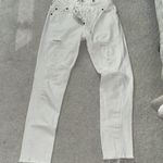 RE/DONE  White Mid Rise Distressed Jeans Photo 0