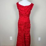 Alex Evenings Gown Dress 12 Red Taffeta Off the Shoulder Formal Cocktail Sheath Photo 4