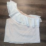 J.Crew White One Shoulder Ruffle Eyelet Top Size 10 Photo 0
