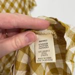 Max Studio  Smocked Waist Flutter Sleeve Blouse Mustard Yellow White Gingham Boho Photo 8