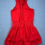 DO+BE High Neck Red Mini Dress Size Large Sleeveless Gathered Waist Bow Pleated Photo 7