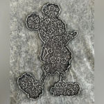 Disney  Women’s Gray Marble Embroidered‎ Mickey Mouse Cotton Shirt Medium Photo 7