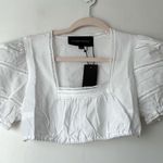 Vanessa Mooney Joelle White Puff Sleeve Cropped Blouse M NWT Photo 6