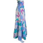 J. Marie Mia Rae Cornflower Blue Multi Floral Strapless Skirt/Dress Size Medium Photo 7