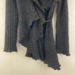 Say What? Vintage Y2K 2000 Black Crochet Knit Asymmetrical Hem Cardigan Sweater Photo 5