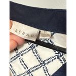 Kenar White Blue Collared V-Neck Blouse Women’s Medium Office Work Pattern Photo 2