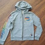 Aviator Nation  Gray Rainbow Chic Edgy Feminine Y2K Full-Zip Hoodie Size Small Photo 0
